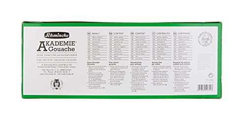 Schmincke - AKADEMIE® Gouache, 10 x 2,03 fl oz / 60 ml tubes, 72 210 097, 10 tubes of fine gouache, cardboard set, intense colors, high lightfastness - size: 20.3 Fl Oz (Pack of 1)