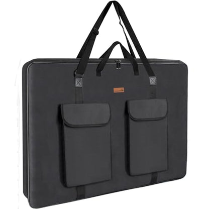 TreochtFUN Hard Side Art Portfolio Bag 24 X 36, Upgrade With Metal Frame | Heavy Duty Art Carrying Rigid Case,Sturdy Fabric For Artwork, Advertising,Canvas,Boards,Screen Monitors & Displays (Black)