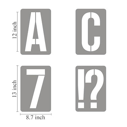 12 Inch Alphabet Letter Stencils for Painting - 42 Pack Letter and Number Stencil Templates with Signs for Painting on Wood, Reusable Numbers and Letters Stencils for Chalkboard Wood Signs & Wall Art - size: 12 Inch