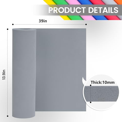 Do²ping Gray Eva Foam Sheets Roll, 10mm EVA Craft Foam 39''x13.9'' High Density 86kg/m3 for Halloween Cosplay DIY Project - color: Gray, size: Thickness 10mm