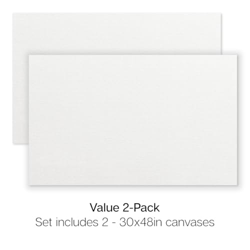 KINGART 845-2 Stretched White Canvas for Painting, 30 x 48 Inch, Pack of 2 - size: 30 x 48 Inch