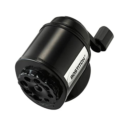Bostitch Office Wall Mount Manual Pencil Sharpener, 8 Hole Dial, 6X Longer Cutter Life, Vertical or Horizontal Mounting, Black