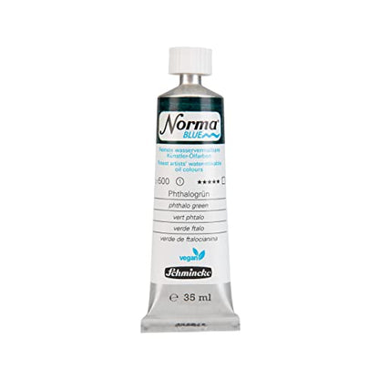 Schmincke - NORMA® Blue, 21500009, finest water-based artists' oil colors, highly pigmented, lightfast, vegan, Phthalo green, 35 ml - color: 500 phthalo green