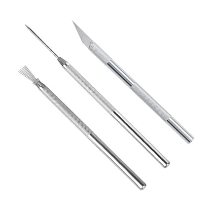3 in 1 Clay Needle Tools Sculpting Ceramics Pottery Carving Tools for Model Clay Supplies, Ceramic & Pottery Tools Includes Sculpture Feather Pin Carving Knife Needle Texture Tools, LXLVOUEG - size: 5.5 inch-PinKnNe-3P