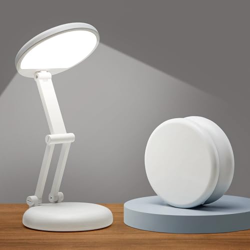 Battery Battery Operated Cordless Rechargeable Lamp - 3600mAh 10 Brightness Wireless LED Desk Table Lamp, Small Mini Portable Battery Powered Light for Home Office, Reading, Nail Light - color: White