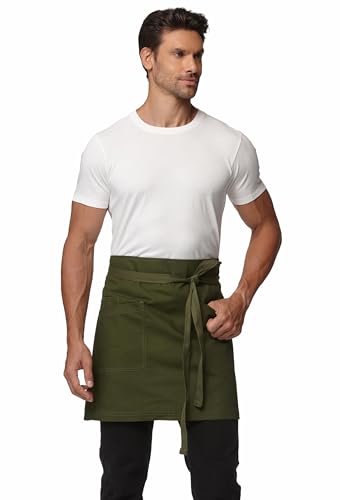 Waist Apron for Men Server Bistro Half 4251BY - color: Army Green, size: 1 Pack