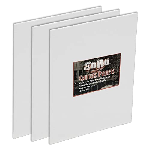 SoHo Artist Cotton Canvas All Media Panels - 3x3-3 Pack of Double Primed Cotton Acid-Free Panels Bonded Canvases for Paintings, Artwork and More - size: 3x3