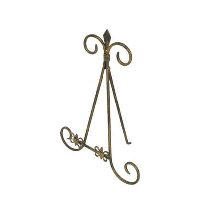 Deco 79 Metal Scroll Display Easel Tabletop Easel with Foldable Stand, Display Stand 11" x 10" x 14", Gold