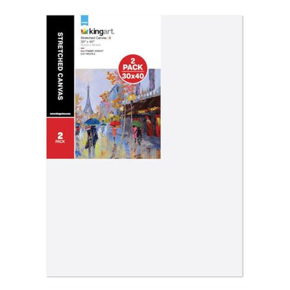 KINGART 814-2 Stretched White Canvas for Painting, 30 x 40 Inch, Pack of 2 - size: 30 x 40 Inch