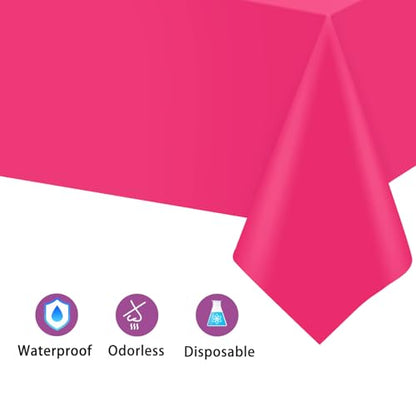 Kopokita 2 Pack Hot Pink Plastic Tablecloths Disposable 54 x 108 Inch | Rectangle Table Cloths, Party Table Covers for Birthday, Wedding, Valentines, Mothers Day - color: Hot Pink, size: Rectangle (2 Pack)