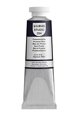 Lukas Studio Artist Oil Color Paints - High-pigment oil paint made with natural binder for artist, painting, & more! - [Prussian Blue - 37 mL] - color: Prussian Blue, size: 1.25 Fl Oz (Pack of 1)
