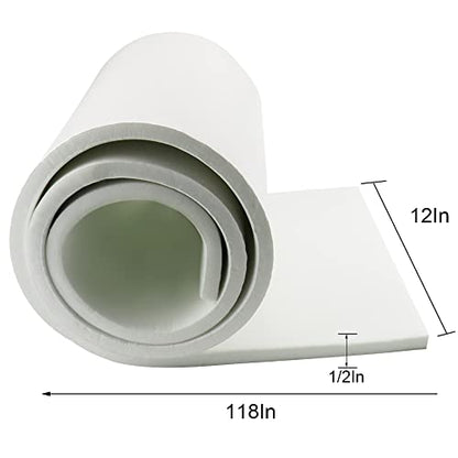 DGSL Foam Insulation Neoprene Sheets with Adhesive, 12''W x 118''L x 1/2''T | Weatherproof Soundproof Padding for Automotive, Multi-Function Soundproof Large Closed Cell Neoprene Rubber Roll, White - color: White, size: 12 in x 118 in x 1/2 Inch