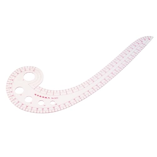 3pcs Clothing Patterning Ruler Sew French Curve Ruler Metric Shaped Plastic Sewing Tools Include Curve/Triangular Rule Tracing Wheel for Beginners Tailors Designers (3pcs)
