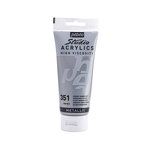 Pebeo - Acrylic Fine Studio Acrylics - Silver - Silver 100ml/3.38oz - color: Iridescent Silver, size: 3.38 Ounce (Pack of 1), style: Acrylics Color