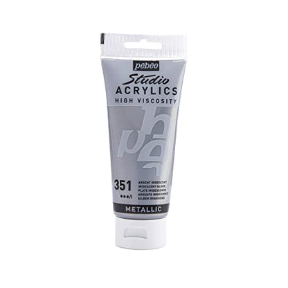 Pebeo - Acrylic Fine Studio Acrylics - Silver - Silver 100ml/3.38oz - color: Iridescent Silver, size: 3.38 Ounce (Pack of 1), style: Acrylics Color