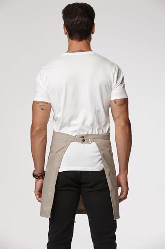 Waist Apron for Men Server Bistro Half 4251BY - color: Khaki, size: 1 Pack
