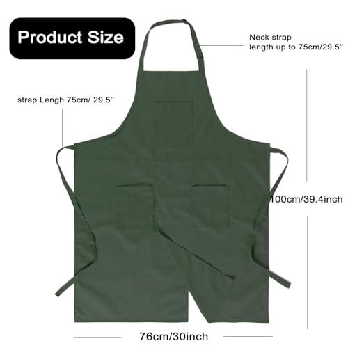 Pottery Split-Leg Make Ceramic Apron, Long Split-Leg Artist Painting Apron with 3 Pockets for Men and Women - color: Dark Green