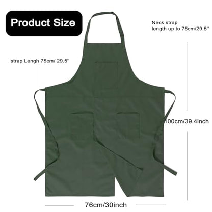 Pottery Split-Leg Make Ceramic Apron, Long Split-Leg Artist Painting Apron with 3 Pockets for Men and Women - color: Dark Green