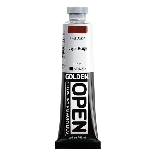 GOLDEN OPEN Slow-Drying Acrylics, Red Oxide, 2 fl. oz. Tube - color: Red Oxide, size: 2 Fl Oz (Pack of 1)