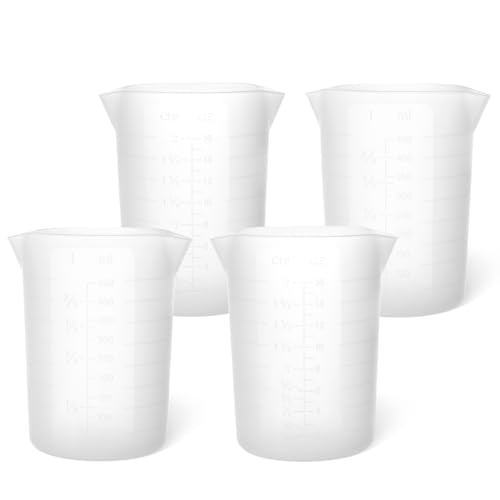 Gartful 450ml Large Silicone Measuring Cups, 15OZ Reusable Squeeze and Pour Resin Cups for Epoxy, Casting Molds, Slime, Craft Art Projects, Cup Making, Waxing, 4 Packs - size: 450ml*4