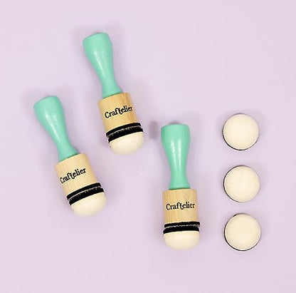 Craftelier - Mini Ink Paints Mixing Blending Tools for Scrapbooking and Other Crafts | Includes 3 Handle Ink Tools + 6 Round Foam Pads Interchangeable of 20 mm Diameter | Color Turquoise - size: Mini Ink and Paints Mixing Blending Tools