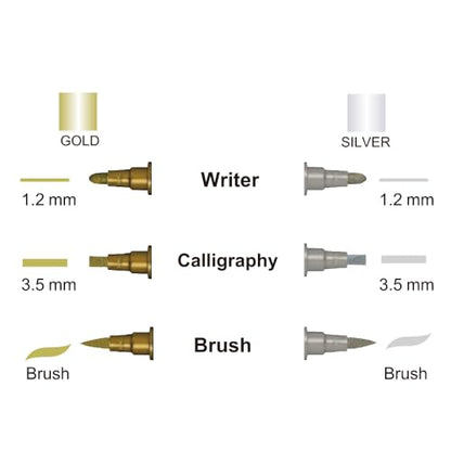 Kuretake Pen Marker Gold Silver Twin Marker Set MS/3VGS, Christmas card, Brush Lettering, Illustration, card making, Writing, Made in Japan