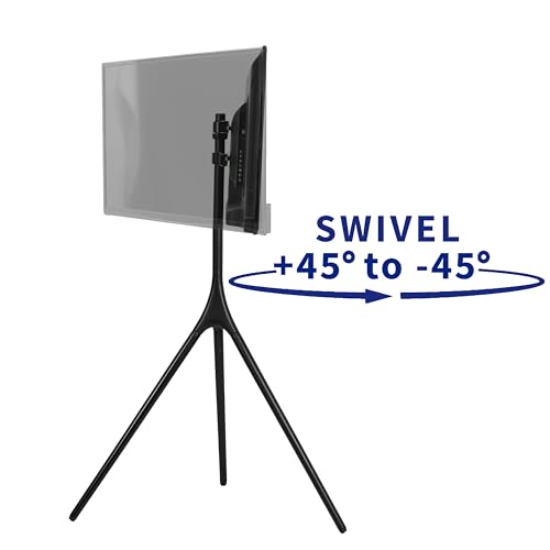 VIVO Black Easel TV Stand for 45 to 65 inch Screens, STAND-TV65AB | Articulating Artistic Studio Display Stand, Adjustable TV Mount with Swivel, Tripod Base, Max VESA 600x400, Holds 77 lbs - color: Black - Black, size: 45 to 65 in TVs