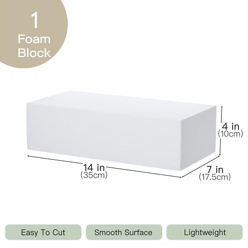 Crafare Large Craft Foam Block 14x7x4inch Foam Blocks Polystyrene Foam Brick for Household Arts School Projects Sculptures Floral Arrangements Modeling and Centerpieces (Pack of 3) - size: 14x7x4inch 1pcs (Pack of 3)