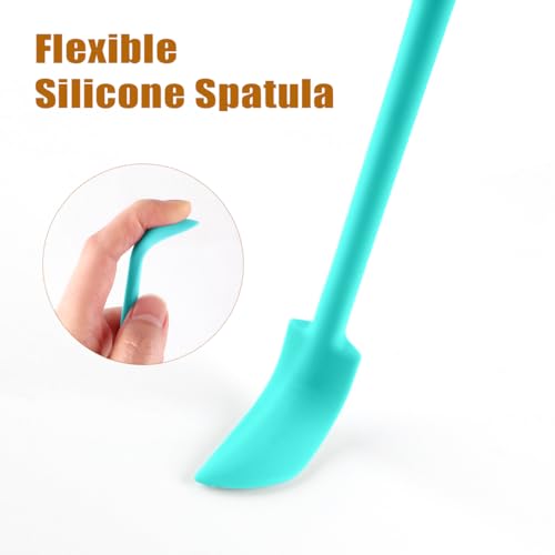 Silicone Spatula Set 6Pcs, Mini Jar Scraper for Makeup & Food | Mini spatulas reach every last drop in jars and bottles, reducing waste for food, cosmetics and personal care products. - color: Blue