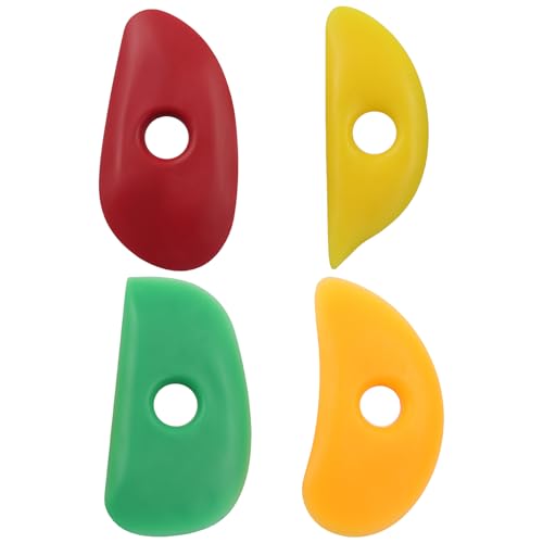 Bonsicoky Silicone Pottery Ribs Tool Set, 4 Pieces | Colorful Flexible Clay Modeling Tools, Assorted Shaping and Trimming Ribs, For Pottery Wheel and Hand Building