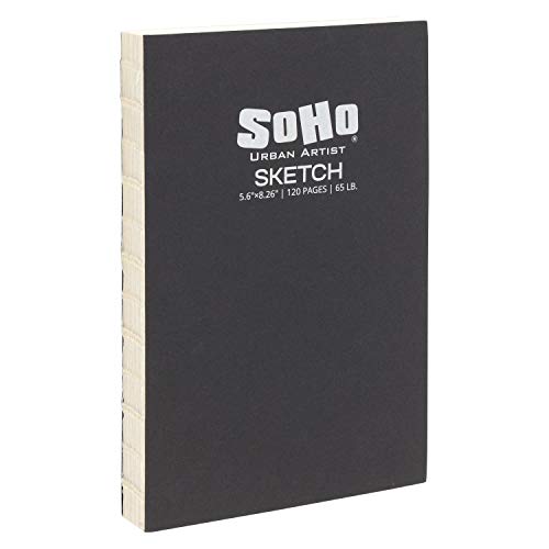 SoHo Urban Artist Open Bound Sketch Pads - Open Coptic Bound Sketch Pads for Drawing, Calligraphy, Any Dry Media, & More! - [White - 5.6x8.26 - Single] - color: White, size: 5.6x8.26" - Single