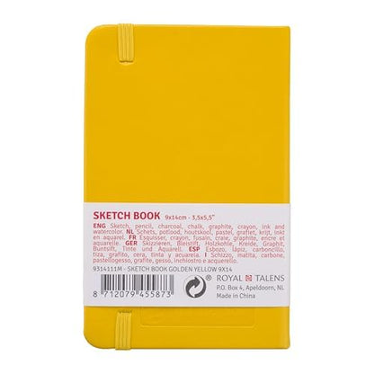 Talens Art Creation Sketchbook, Golden Yellow, 80 Sheets, 3.5 x 5.5 in | Hard-Bound Pocket Notebook, 140 GSM/94 lbs Paper, Acid-Free Cream Blank Paper, Ribbon Bookmark, and Elastic Closure - color: goldenyellow, size: 9×14cm