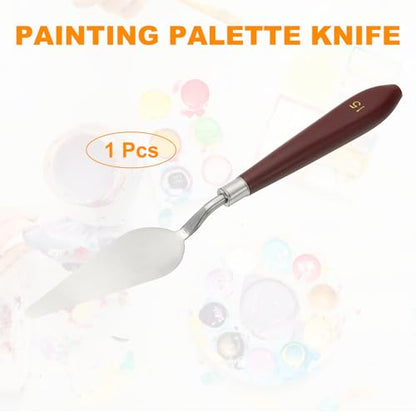 HARFINGTON Palette Knife Painting Tool 3.27" x 1.06" Stainless Steel Art Spatula Pallet Knives Scrapers Tools with Plastic Handle for Acrylic Oil Canvas Mixing Spreading, Red/Silver - size: 3.27" x 1.06"
