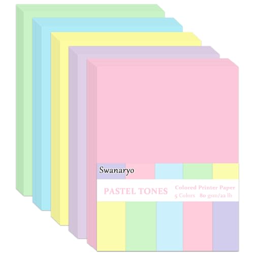 600 Sheets Colored Paper 8.5 X 11 - Color Printer Copy Paper 22lb/80gsm Double Sided Origami for DIY Art Craft,5 Pastel Colors - color: Pastel