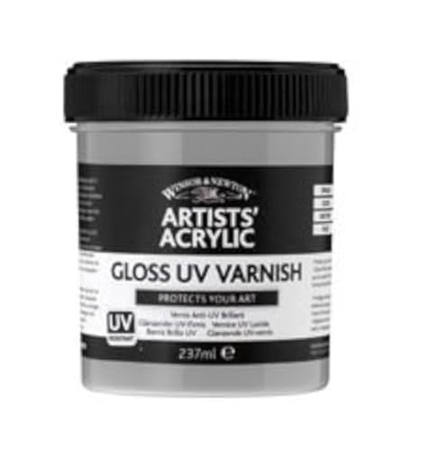 Winsor & Newton Professional Acrylic Medium, Gloss UV Varnish, 225ml | Applies a removable glossy protective coating that helps shield finished acrylic paintings from UV exposure and dirt. - color: Gloss Uv Varnish, style: 225ml (7.6-oz)