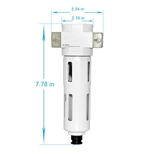 Beduan 1/2" Air in-line Compressed Particulate Filter,Moisture Water Trap Filter With Visible Bowl,Semi-Auto Drain(MIDI) - size: 1/2"