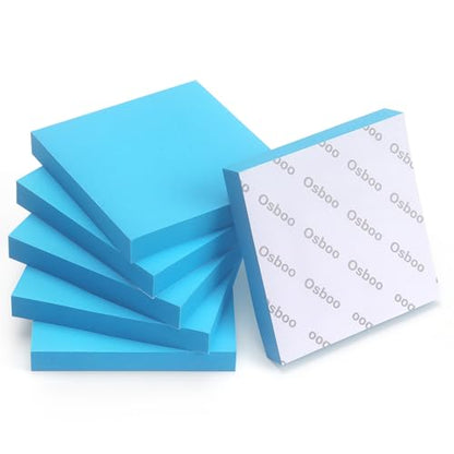OSBOO Sticky Notes 3x3 with Bright Colors, 6 Pads 100 Sheets/Pad (Blue) | Bright Blue Self-Stick Notes Pads, 600 Sheets Total, Easy to Stick and Remove, Perfect for Office, School and Home - color: Blue