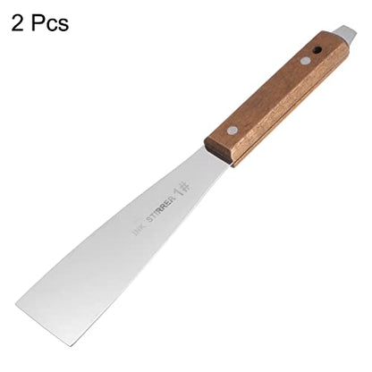 HARFINGTON 2pcs Painting Knives 45mm Width Shovel Mixing Palette Scraper with Wood Handle for Oil Paint Craft Spreading(1#) - size: 45mm