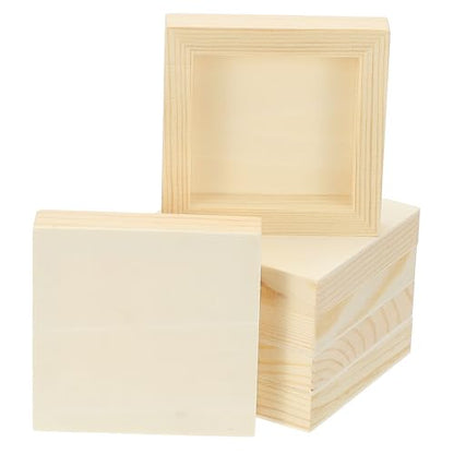 PATIKIL 4 x 4 Inch Wood Canvas Panels, 8pcs Unfinished Wooden Frame Square Art Board for Crafts Oil Paint Pouring Acrylics Painting DIY - size: 4 x 4 Inch