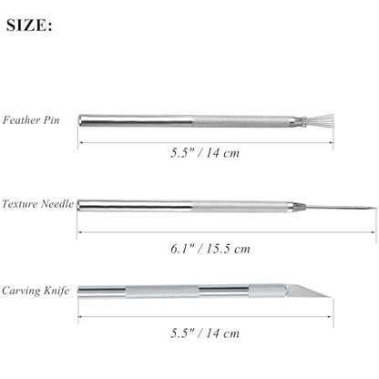 3 in 1 Clay Needle Tools Sculpting Ceramics Pottery Carving Tools for Model Clay Supplies, Ceramic & Pottery Tool Includes Sculpture Feather Pin Carving Knife Needle Texture Tool,6PCS Total,LXLVOUEG - size: 5.5 inch-PinKnNe-6P