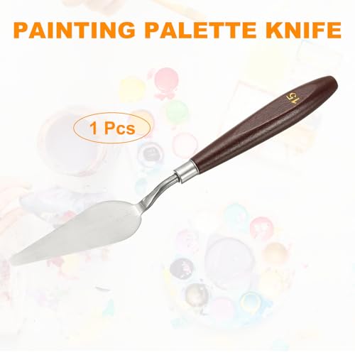 HARFINGTON Palette Knife Painting Tool 3.27 x 1.06 Stainless Steel Art Spatula Pallet Knives Scrapers Tools with Beech Wood Handle for Acrylic Oil Canvas Mixing Spreading, Red/Silver - size: 3.27" x 1.06"