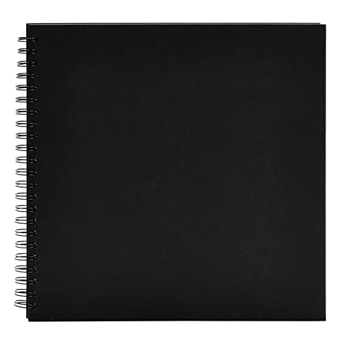 Paper Junkie Scrapbook 12x12 Album - 12 x 12 In, Black Hardcover, 40 Sheets (80 Pages) - Spiral Bound Black Scrapbook for Crafts