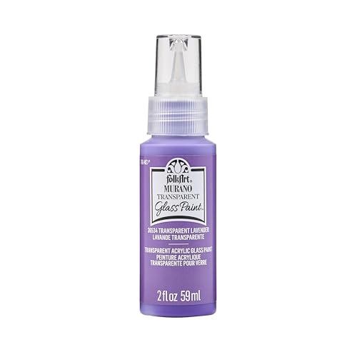 FolkArt Murano, Transparent Acrylic Glass Paint, Lavender, For Indoor and Outdoor Arts and Crafts Projects, 2 fl oz - color: Transparent Lavender, style: Transparent