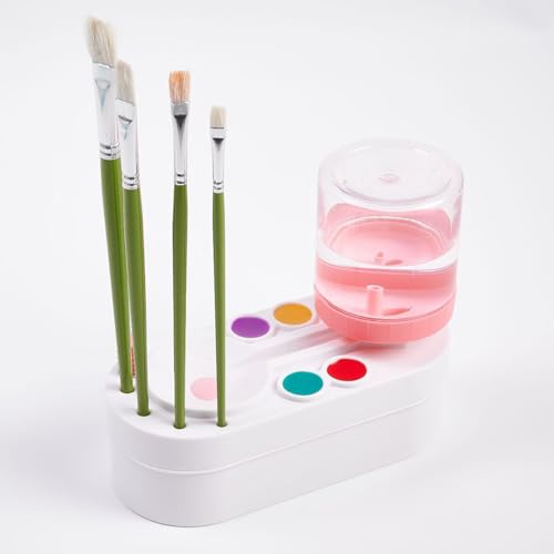 Upgraded Paint Brush Cleaner Brush Rinser Water Circulation(Pre Assembled), Watercolor/Oil and Water-Based Paint Brush Cleaner Tool, Gift for Adults Artist Beginners - color: Pink--upgraded