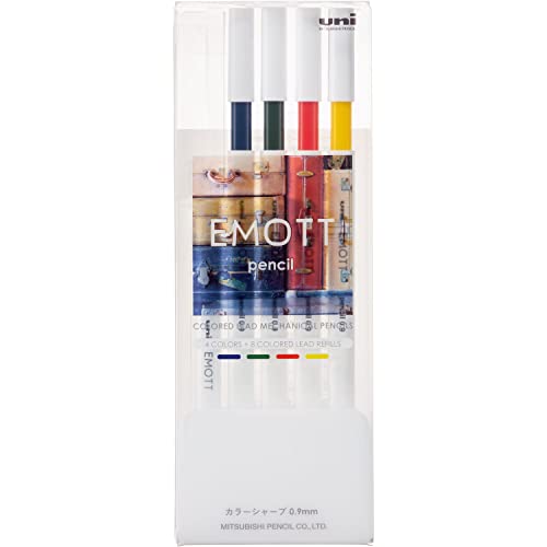 Mitsubishi M9EM4CL.NO3 Mechanical Pencil, EMOTT Pencil, Color Lead Sharp, 0.9, 4 Colors, No. 3, Nostalgic Color - color: No.3 NOSTALGIC COLOR 4 Color Set