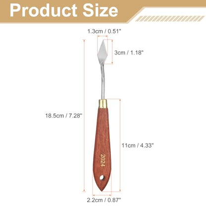 HARFINGTON 2pcs Palette Knife Painting Tool 1.18" x 0.51" Stainless Steel Teardrop Blade 7.09" Length Spatula Painting Pallet Knives with Hole Beech Wood Handle for Acrylic Canvas, Red/Silver - size: 7.09" x 0.51" x 1.18"