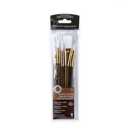 Royal Brush Langnickel White Taklon Brush Set Value Pack, Stroke (9163)