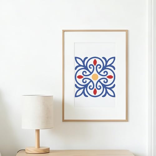 12 Pcs Spanish Tile Stencil Set Talavera Tile Painting Stencil for Wall 11.8x11.8 Inches Reusable Tile Floor Stencils Kit Floral Folk Mexican Stencils for Brick Wood Nursery Living Room