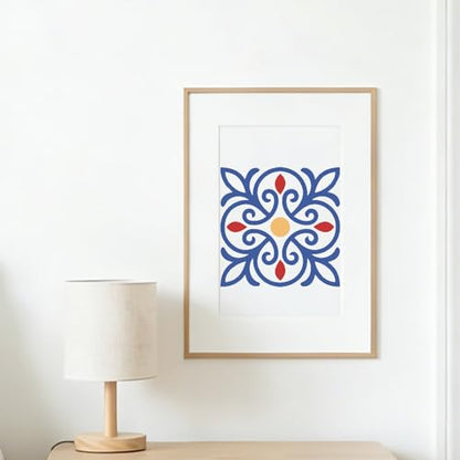 12 Pcs Spanish Tile Stencil Set Talavera Tile Painting Stencil for Wall 11.8x11.8 Inches Reusable Tile Floor Stencils Kit Floral Folk Mexican Stencils for Brick Wood Nursery Living Room