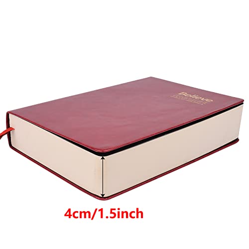 SAYEEC Classic Vintage Soft Faux Leather Cover , 360 Sheets 720 Pages Thick Lined Paper Notebook Memo Journal Notepad Diaries Drawing Sketchbook - color: Dark Red A5